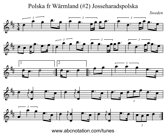 Polska fr Wärmland (#2) Josseharadspolska - staff notation