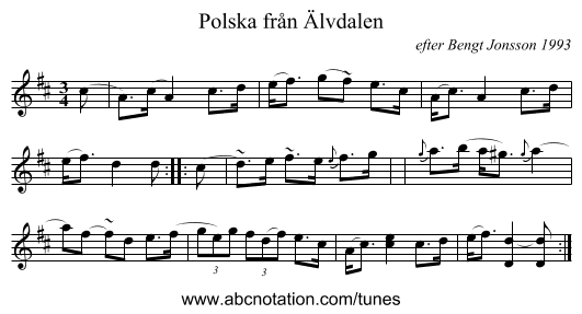 Polska från Älvdalen - staff notation