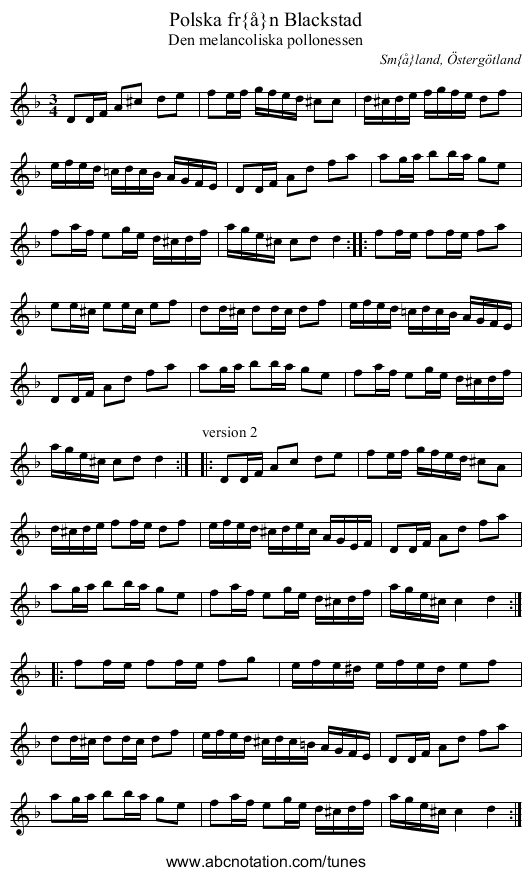 Polska fr&aring;n Blackstad - staff notation