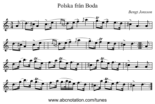 Polska från Boda - staff notation