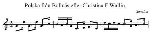 Polska från Bollnäs efter Christina F Wallin. - staff notation