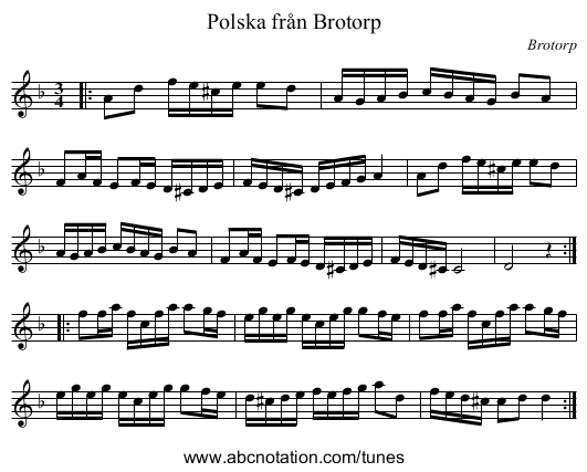 Polska från Brotorp - staff notation