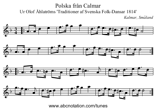 Polska från Calmar - staff notation