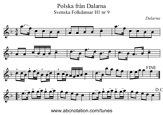 Polska från Dalarna - staff notation