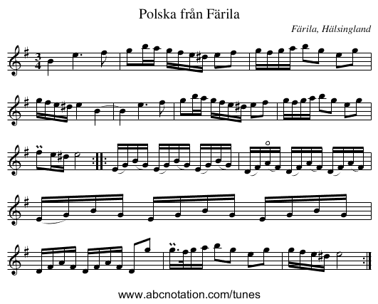 Polska från Färila - staff notation