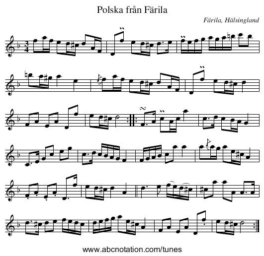 Polska från Färila - staff notation