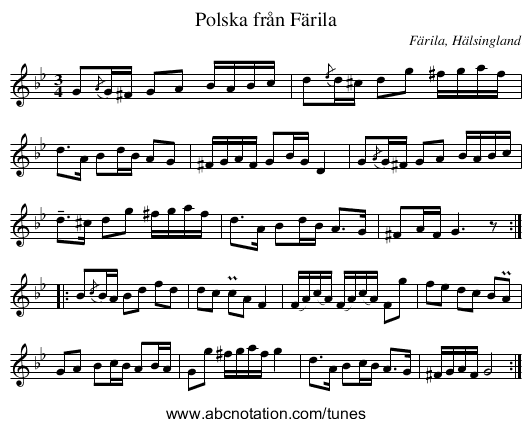 Polska från Färila - staff notation