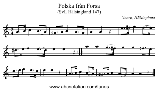 Polska från Forsa - staff notation