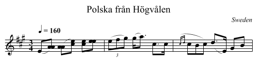 Polska frÃ¥n HÃ¶gvÃ¥len - staff notation