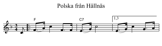 Polska fr&aring;n H&aring;lln&auml;s - staff notation