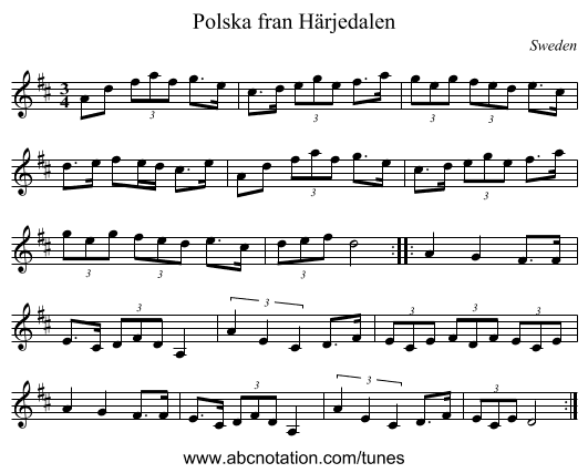 Polska fran Härjedalen - staff notation
