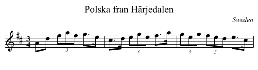 Polska fran Härjedalen - staff notation