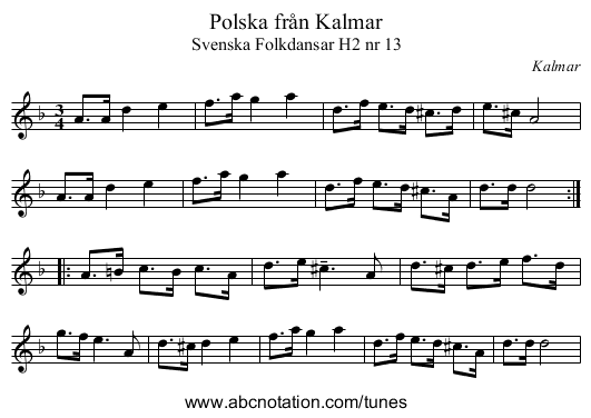 Polska från Kalmar - staff notation