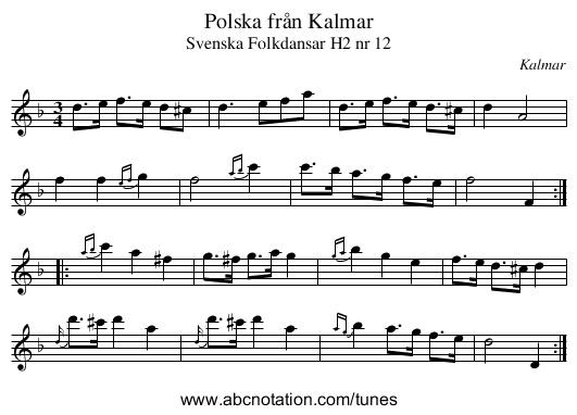 Polska från Kalmar - staff notation