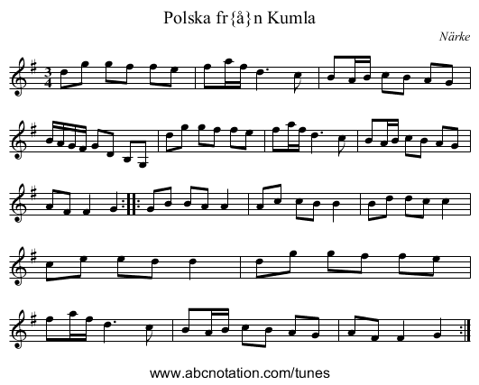Polska fr&aring;n Kumla - staff notation
