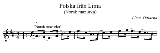 Polska från Lima - staff notation