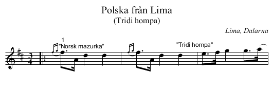 Polska från Lima - staff notation