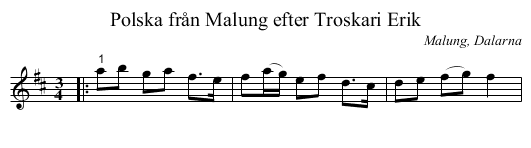 Polska från Malung efter Troskari Erik - staff notation