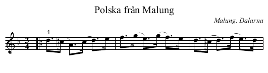Polska från Malung - staff notation