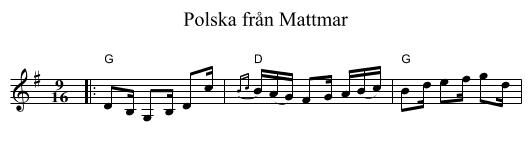 Polska fr&aring;n Mattmar - staff notation
