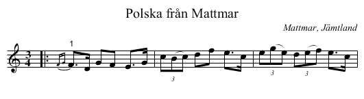 Polska från Mattmar - staff notation