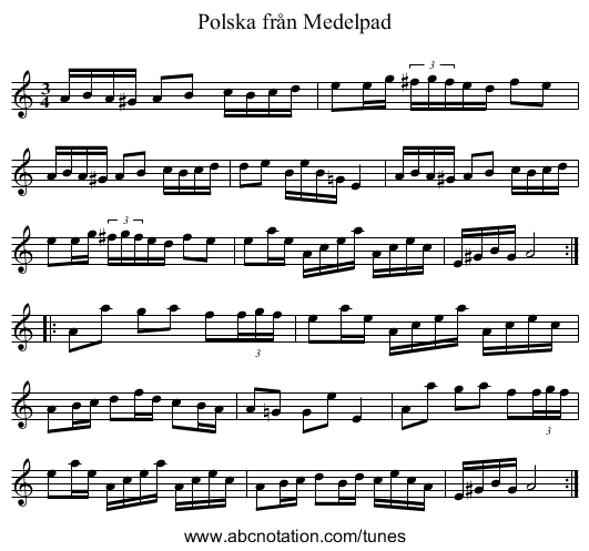 Polska från Medelpad - staff notation