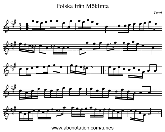 Polska fr&aring;n M&ouml;klinta - staff notation