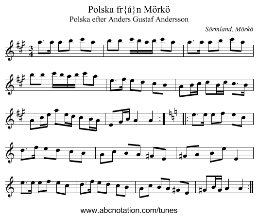 Polska från Mörkö - staff notation