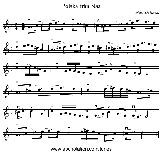 Polska från Nås - staff notation