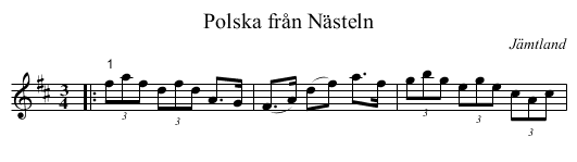Polska från Nästeln - staff notation