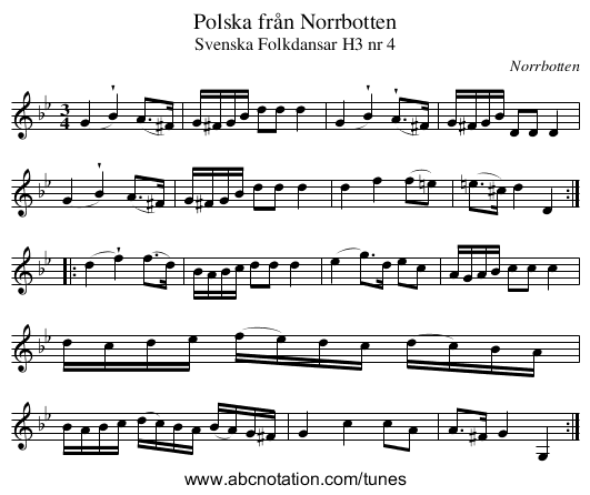 Polska från Norrbotten - staff notation