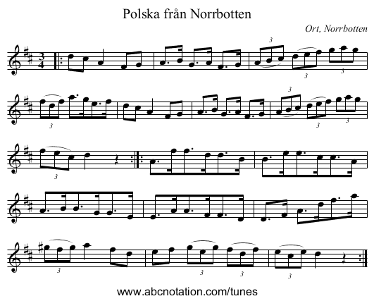 Polska från Norrbotten - staff notation