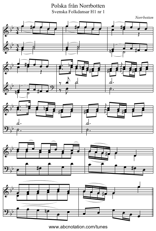 Polska från Norrbotten - staff notation