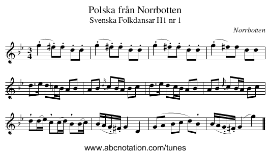 Polska från Norrbotten - staff notation