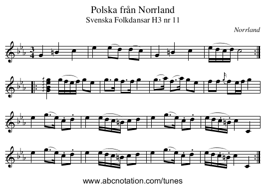 Polska från Norrland - staff notation