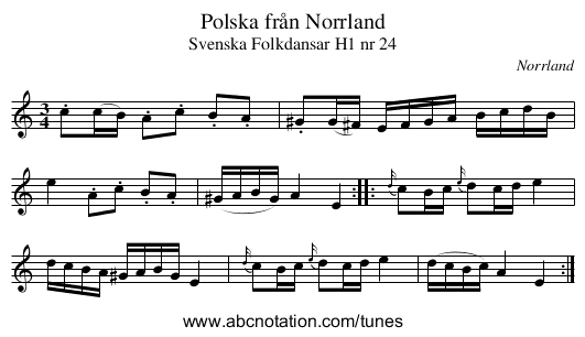 Polska från Norrland - staff notation