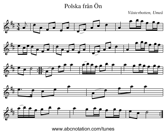 Polska från Ön - staff notation