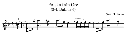 Polska från Ore - staff notation