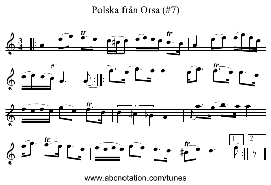 Polska fr&aring;n Orsa (#7) - staff notation
