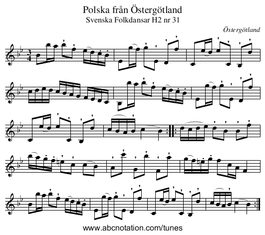 Polska från Östergötland - staff notation