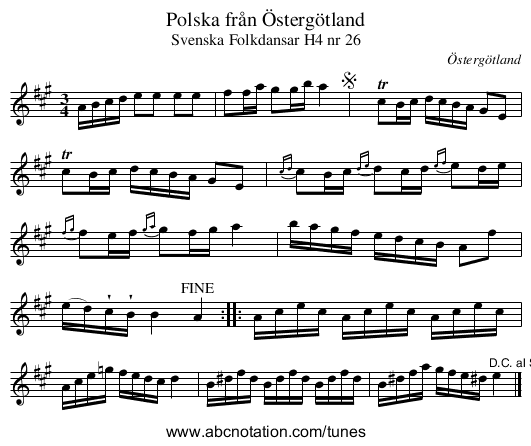 Polska från Östergötland - staff notation