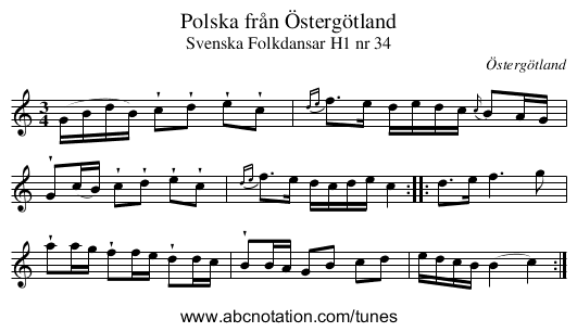 Polska från Östergötland - staff notation