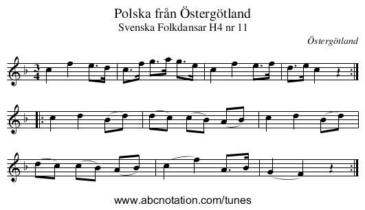 Polska från Östergötland - staff notation
