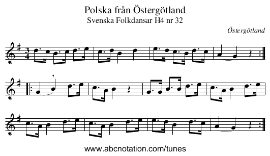 Polska från Östergötland - staff notation