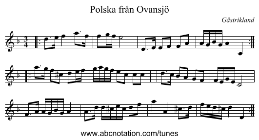 Polska från Ovansjö - staff notation