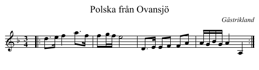Polska fr&aring;n Ovansj&ouml; - staff notation