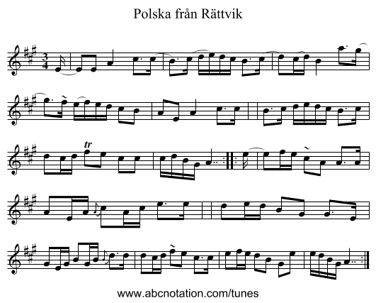 Polska fr&aring;n R&auml;ttvik - staff notation
