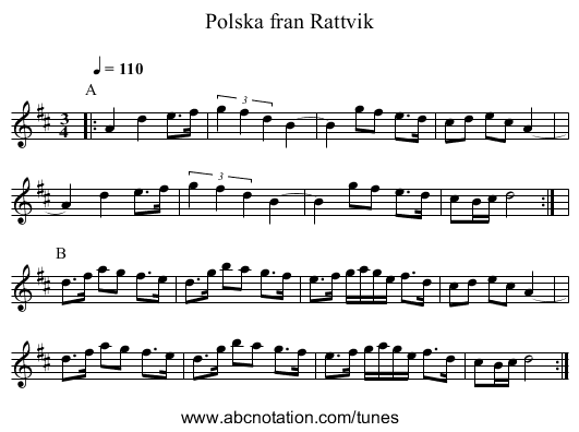 Polska fran Rattvik - staff notation