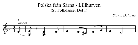 Polska från Särna - Lillhurven - staff notation