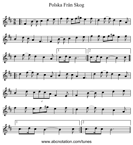 Polska Från Skog - staff notation